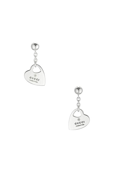 Gucci Trademark Heart Motif Pendant Earrings in Sterling Silver