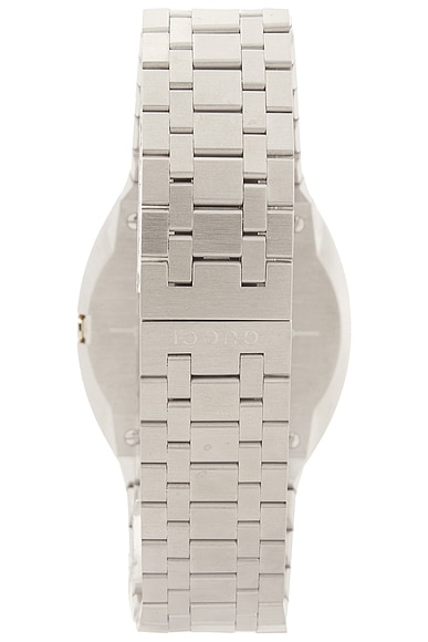 Shop Gucci Gg Golden Brass Dial Watch In Stainless Steel