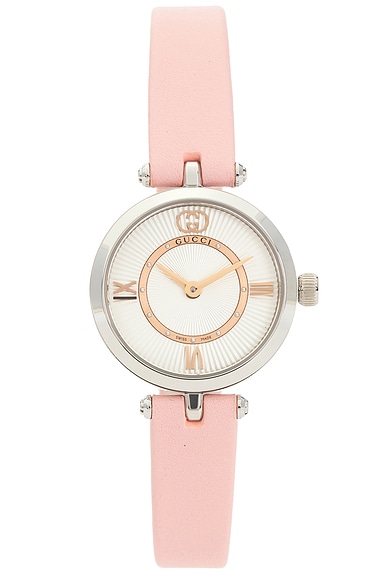 Gucci Ronda Quartz Movement Swiss Made Watch in Stainless Steel & Pink