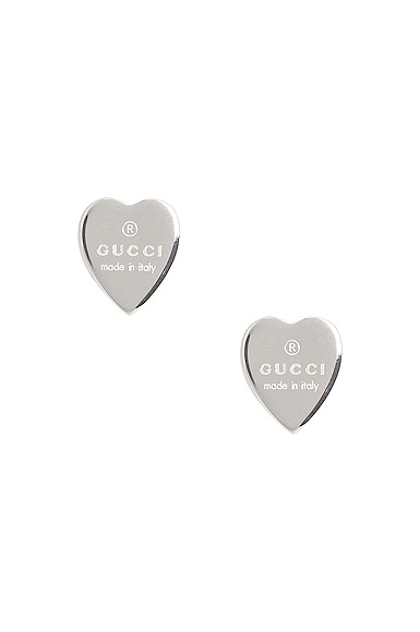 Gucci Heart Trademark Stud Earrings in Metallic Silver