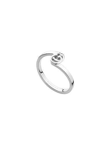 Gucci Running R Stacking Ring in White Gold