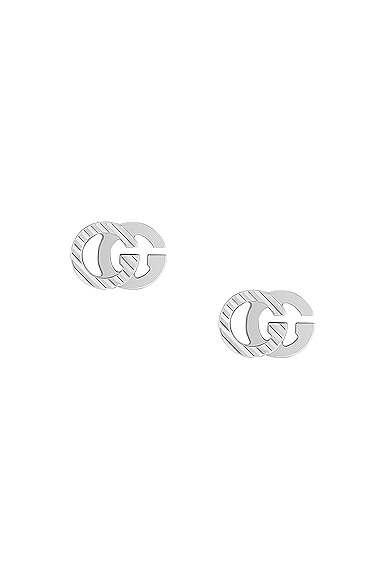 Gucci Running G Stud Earrings in White Gold