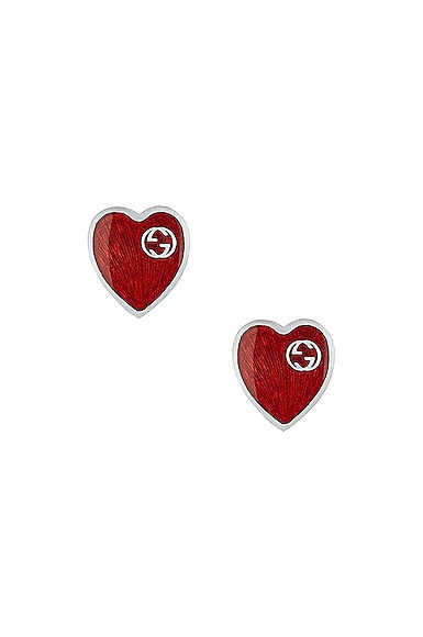Gucci XS Heart Earrings in Metallic Silver