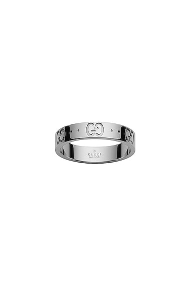 Gucci Icon Thin Band Ring in White Gold