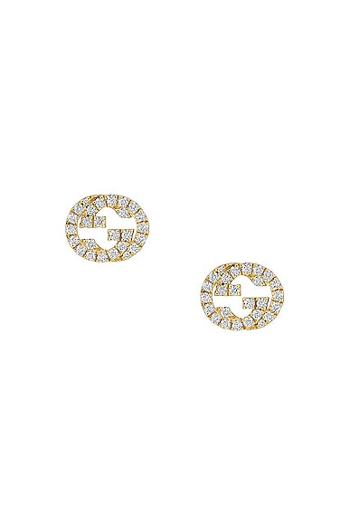 Gucci Interlocking G Earrings in Yellow Gold & Diamond