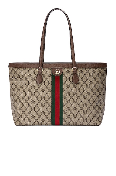 FWRD Renew Gucci Boat GG Canvas Shoulder Bag in Beige