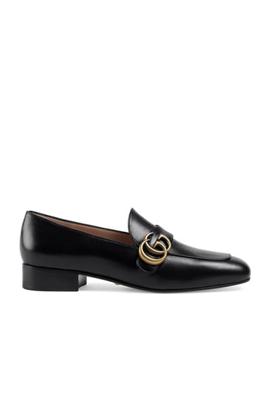 Gucci Double G Leather Loafers in Black | FWRD