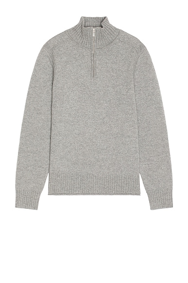 Guest In Residence Half Zip Turtleneck Sweater in Cashmere in Heather Grey
