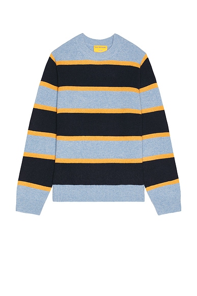 Guest In Residence Stripe Crew Neck Sweater in Heather Blue Combo
