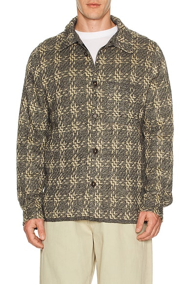 Plaid Linen Blend Work Shirt