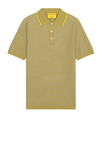Guest In Residence Textured Polo In Olive  Stone  & Citrine