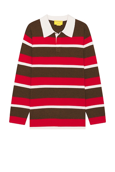 Guest In Residence Striped Rugby in Chestnut & True Red Stripe