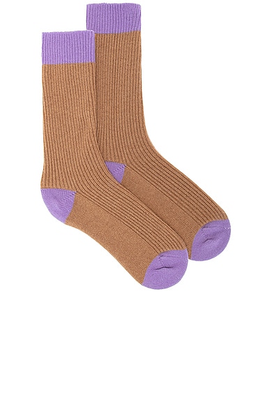 Guest In Residence The Soft Socks in Almond & Purple Haze