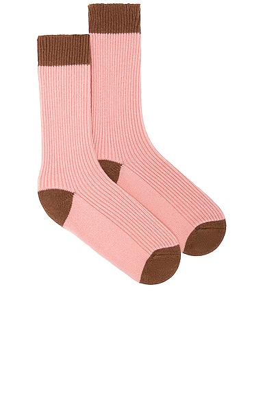 Guest In Residence The Soft Socks in Blush & Walnut