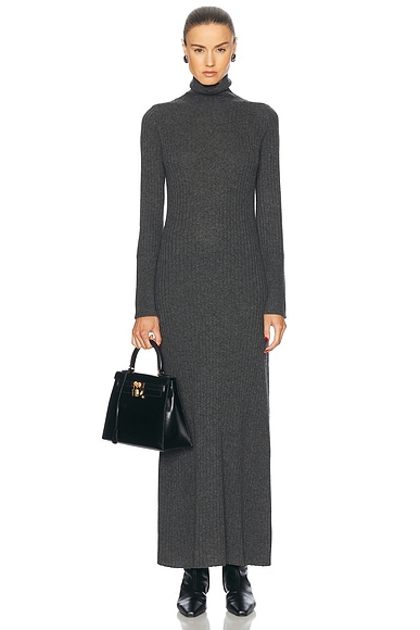 Wide Rib Cashmere Turtleneck Dress