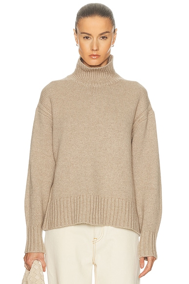 Guest In Residence Cozy Turtleneck Sweater in Taupe