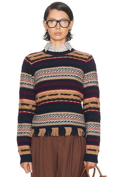 Guest In Residence Western Stripe Crew Sweater in Midnight Combo