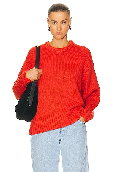 Guest In Residence Cozy Crew Sweater in Cherry