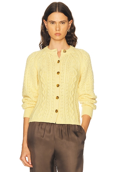 Guest In Residence Cable Sculpted Cardigan in Butter