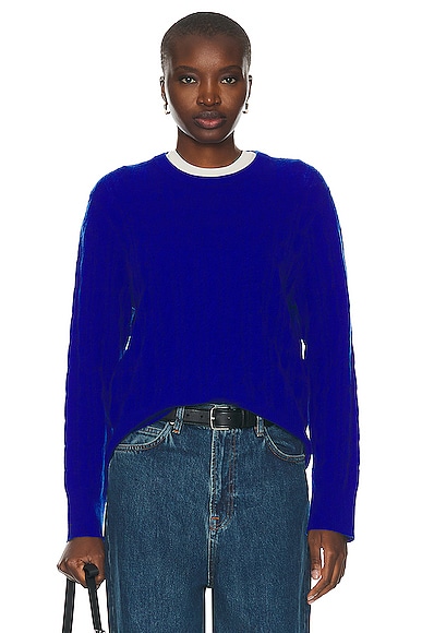 Guest In Residence Twin Cable Crew Sweater in Cobalt