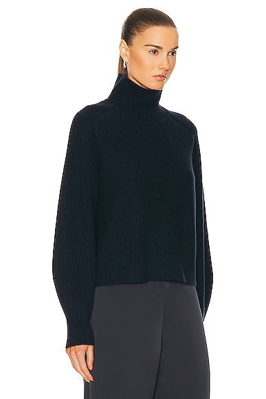 Shop Guest In Residence Cropped Rib Turtleneck Sweater In Midnight