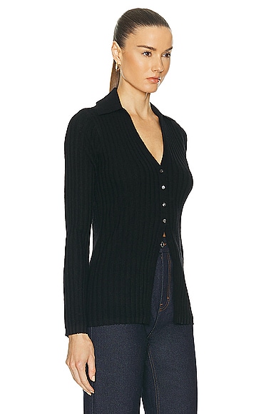 Shop Guest In Residence Rib Button Cardigan In Black