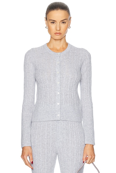 Guest In Residence Jane Cable Cashmere Cardigan in Stone