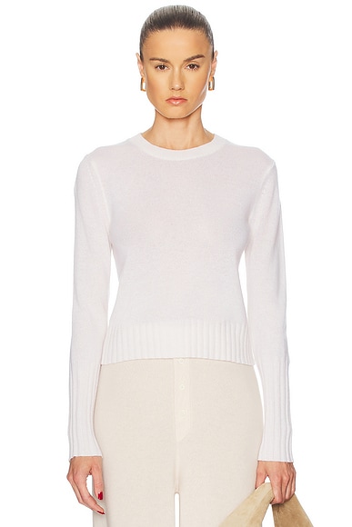 Guest In Residence Shrunken Crew Cashmere Sweater in Cream