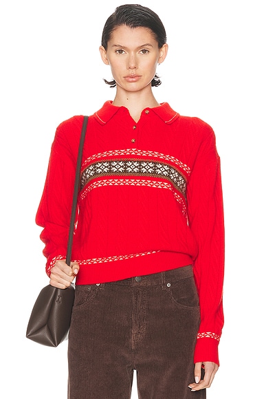 Cable Collegiate Polo Sweater