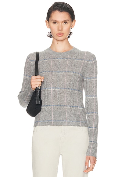 Shrunken Check Crewneck Sweater