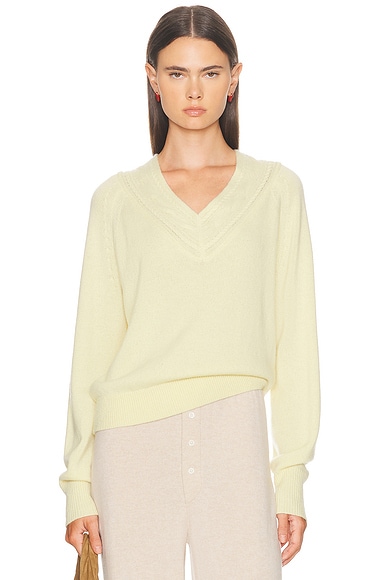 Guest In Residence The Varsity V Neck Sweater in Mist