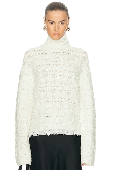 Cropped Cable Turtleneck Sweater