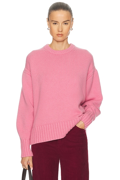 Guest In Residence Cozy Crew Sweater in Rose