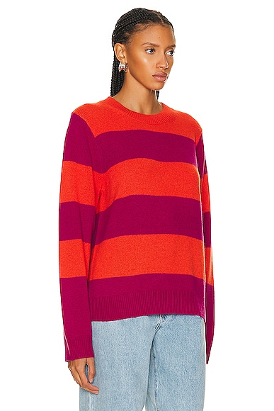 Shop Guest In Residence Stripe Crew Sweater In Magenta & Cherry