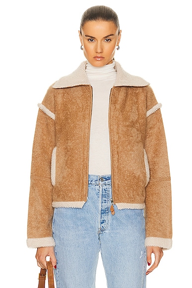 Guest In Residence Grizzly Bomber Jacket In Almond & Oatmeal