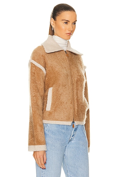 Guest In Residence Grizzly Bomber Jacket In Almond & Oatmeal