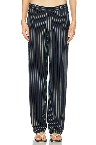 Guest In Residence Pinstripe Carpenter Pant in Navy & Butter