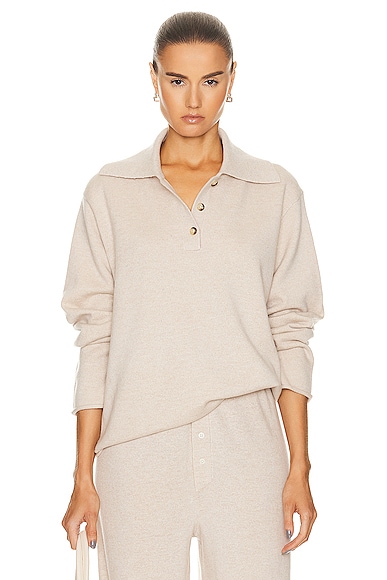 Guest In Residence Everyday Polo Top in Oatmeal