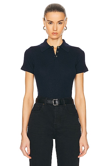 Guest In Residence Shrunken Polo Top in Midnight