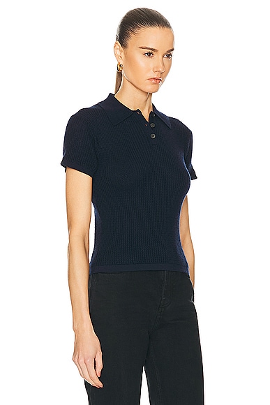 Shop Guest In Residence Shrunken Polo Top In Midnight