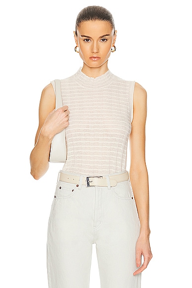 Guest In Residence Mock Neck Shell Top in Cream