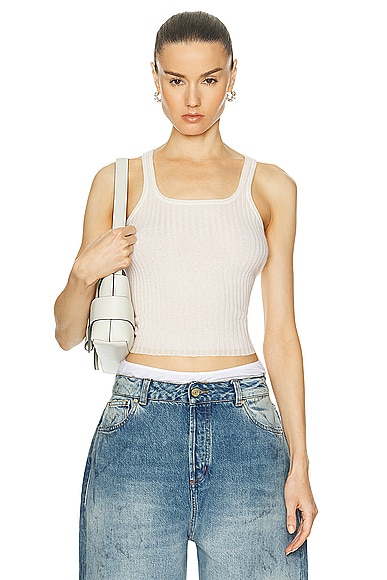 Guest In Residence Rib Tank Top in Cream