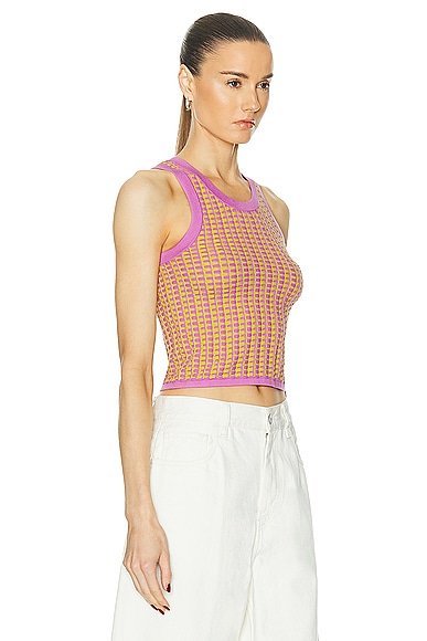 Shop Guest In Residence Gingham Tank Top In Fuchsia & Citrine
