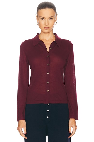 Guest In Residence Long Sleeve Cashmere Shirt in Plum