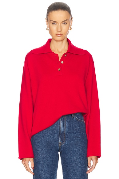 Guest In Residence X Revolve Everyday Polo Top in True Red