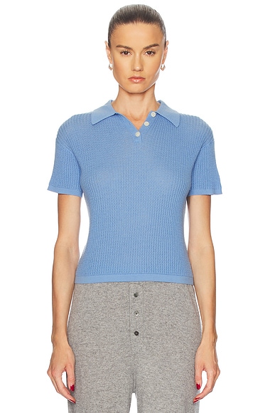 Guest In Residence Shrunken Cashmere Polo in French Blue