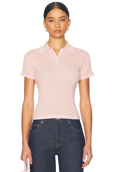 Shrunken Cashmere Polo in Powder Pink
