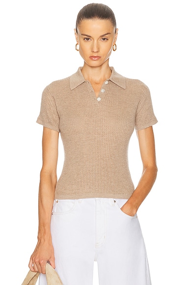 Shrunken Cashmere Polo Top