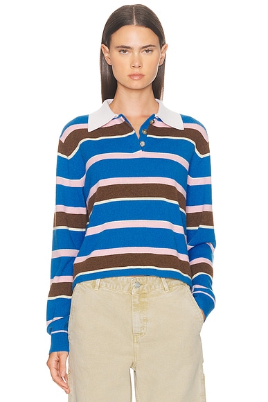 Cropped Stripe Rugby Polo Top