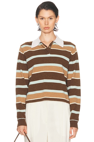 Cropped Stripe Rugby Polo Top